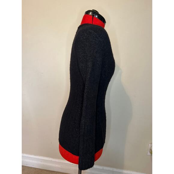 Moda International Women's Size Small Black Sweater Square Neckline Wool Blend - Picture 2 of 6